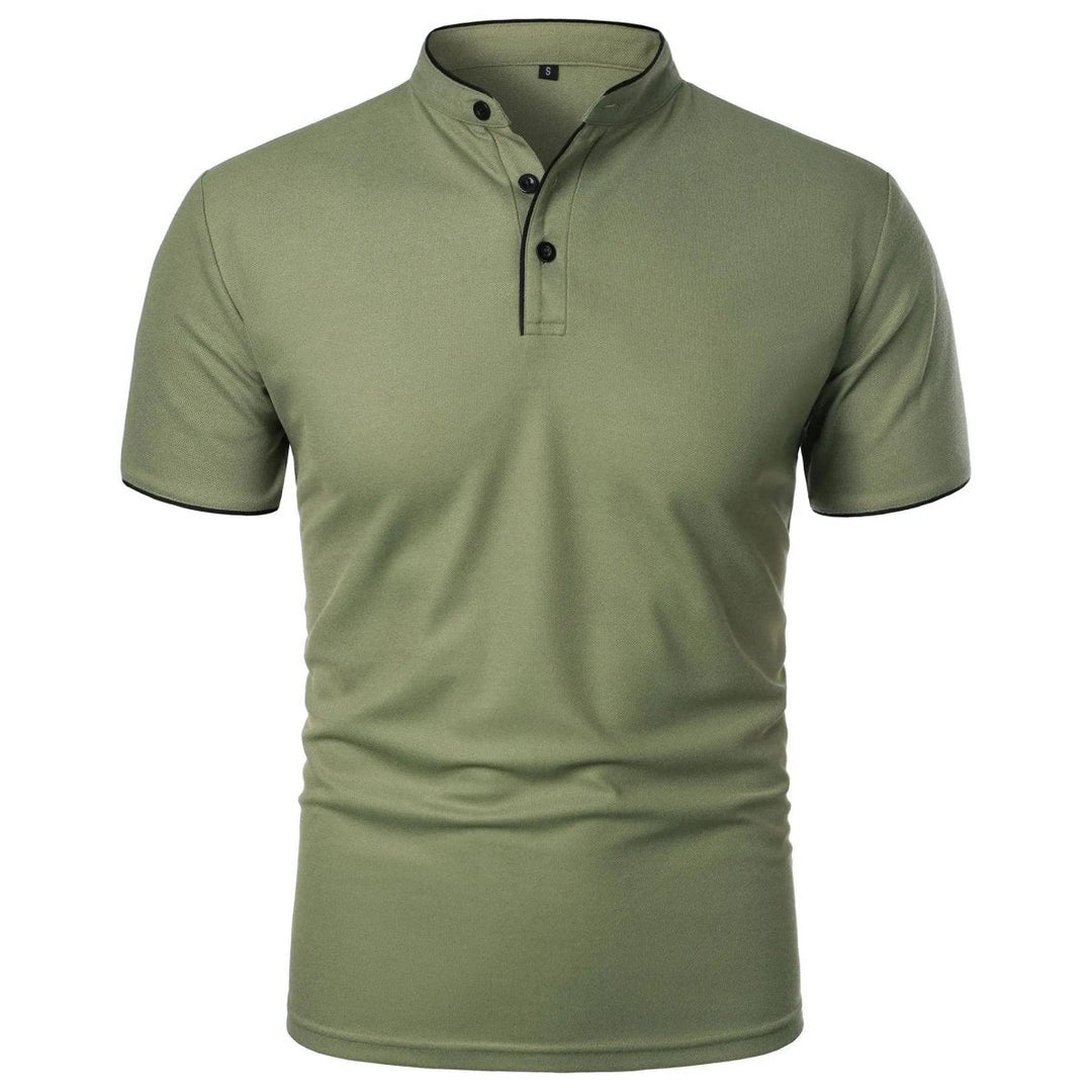 Green polo shirt on a white background